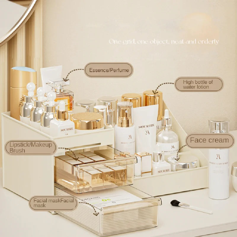 Organizador de Cosméticos con Cajón | Estante de Escritorio para Maquillaje