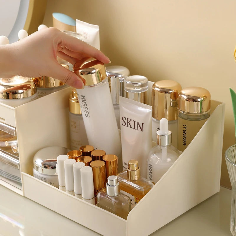 Organizador de Cosméticos con Cajón | Estante de Escritorio para Maquillaje