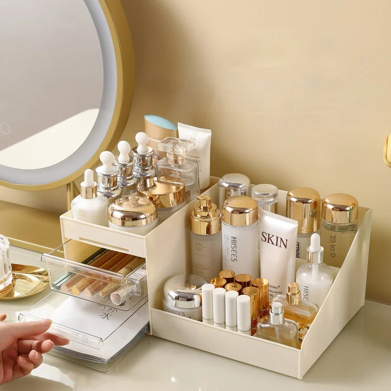 Organizador de Cosméticos con Cajón | Estante de Escritorio para Maquillaje